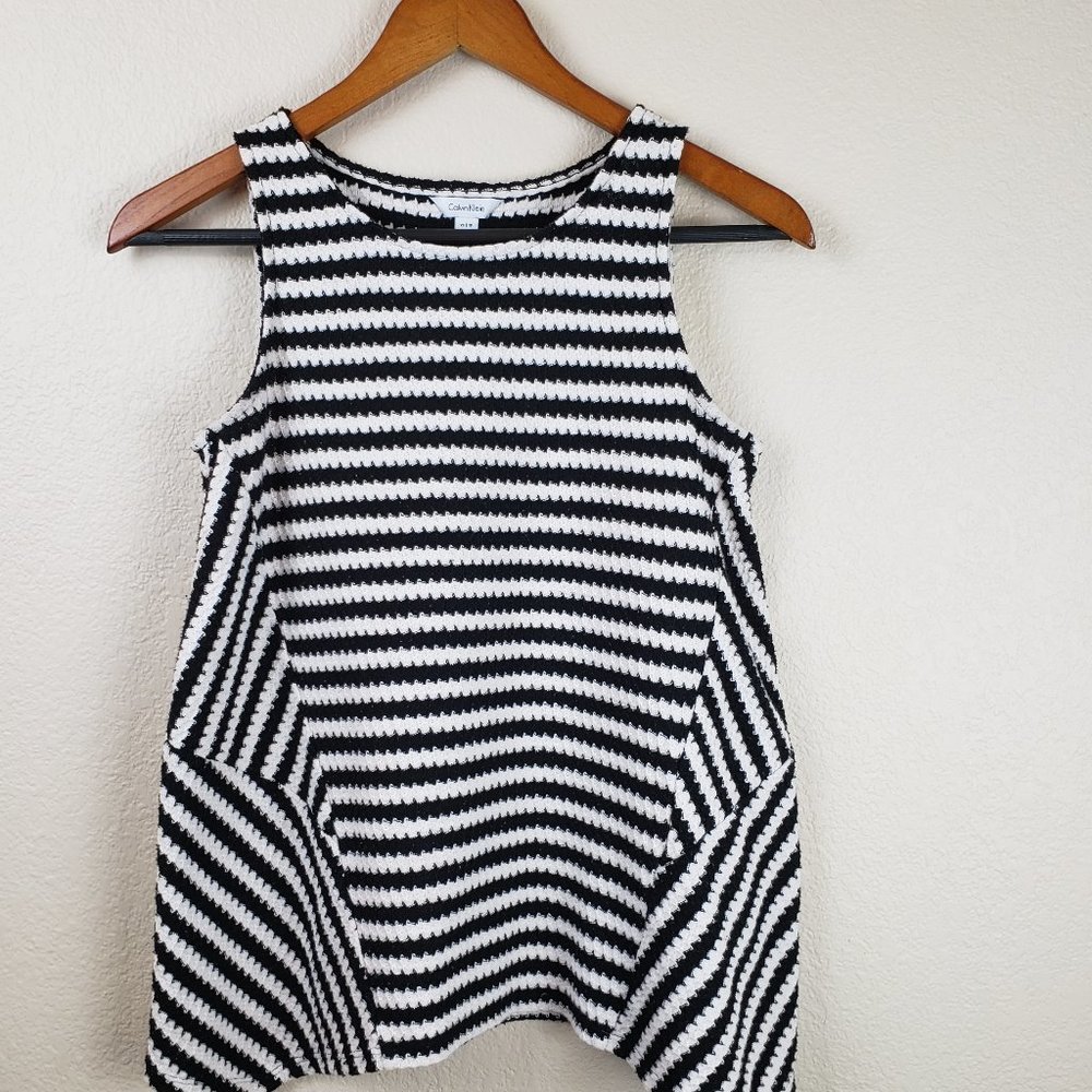 Calvin Klein Black and White Knit Sweater Tank Top
